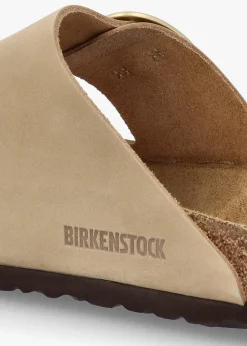 Sale BIRKENSTOCK Arizona Big Buckle Sandcastle Nubuck Leather Two Bar Mules