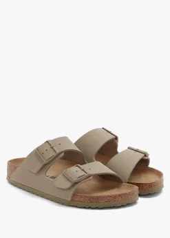 Fashion BIRKENSTOCK Arizona Birko-Flor Faded Khaki Two Bar Mules