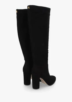 Outlet LAUREN RALPH LAUREN Artizan Black Suede Block Heel Knee Boots