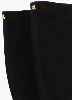 Outlet LAUREN RALPH LAUREN Artizan Black Suede Block Heel Knee Boots