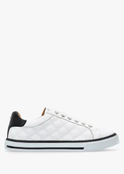 Outlet MODA IN PELLE Arzon Diamond Quilted White Leather Trainers