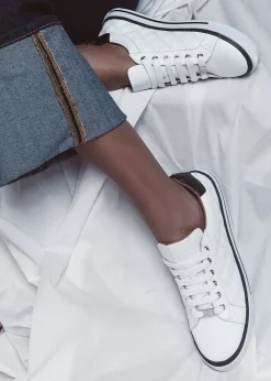 Outlet MODA IN PELLE Arzon Diamond Quilted White Leather Trainers