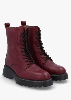 Fashion WONDERS Atari Burgundy Leather Ankle Boots
