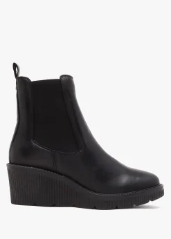 Best MODA IN PELLE Audyn Black Leather Wedge Ankle Boots