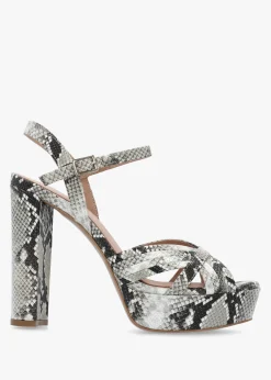 Sale DANIEL Avery Grey Reptile Leather Heeled Sandals