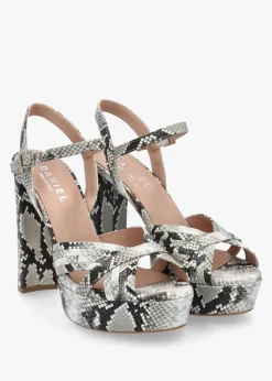 Sale DANIEL Avery Grey Reptile Leather Heeled Sandals