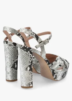 Sale DANIEL Avery Grey Reptile Leather Heeled Sandals