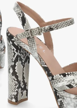 Sale DANIEL Avery Grey Reptile Leather Heeled Sandals