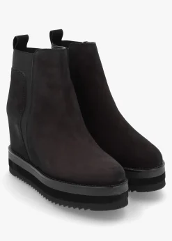 Hot ALPE Azure Black Suede Wedge Chelsea Boots