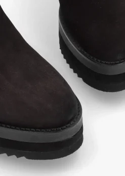 Hot ALPE Azure Black Suede Wedge Chelsea Boots