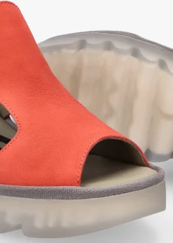 Online FLY LONDON Baif Devil Red Nubuck Leather Mid Wedge Sandals