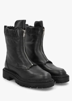 Hot DANIEL Bailey Black Leather Front Zip Ankle Boots