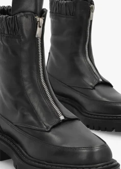 Hot DANIEL Bailey Black Leather Front Zip Ankle Boots