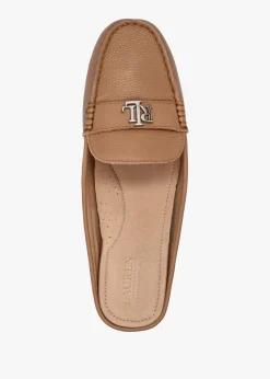 Clearance LAUREN RALPH LAUREN Barnsbury Pebbled Camel Leather Backless Mules