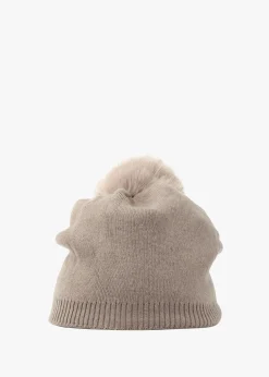 New DANIEL Beige Slouchy Knitted Pom Pom Hat