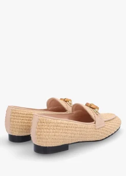 Outlet EVALUNA Beige Woven Raffia Loafers