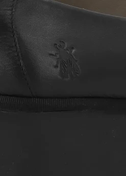 Sale FLY LONDON Beso Black Leather Wedge Court Shoes