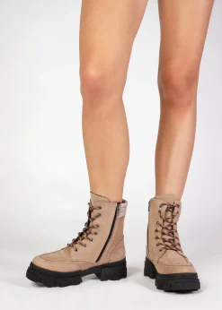 Hot DANIEL Betro Beige Nubuck Leather Chunky Ankle Boots