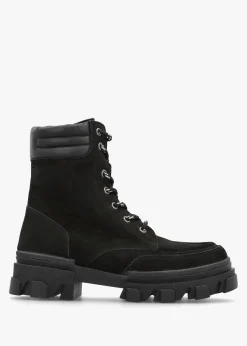 New DANIEL Betro Black Nubuck Leather Chunky Ankle Boots