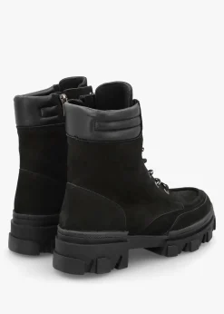 New DANIEL Betro Black Nubuck Leather Chunky Ankle Boots