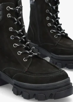 New DANIEL Betro Black Nubuck Leather Chunky Ankle Boots