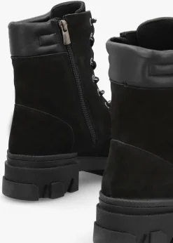 New DANIEL Betro Black Nubuck Leather Chunky Ankle Boots