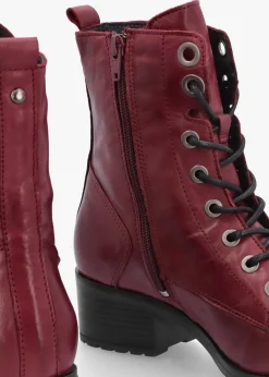 Best MODA IN PELLE Bezzie Burgundy Leather Block Heel Ankle Boots