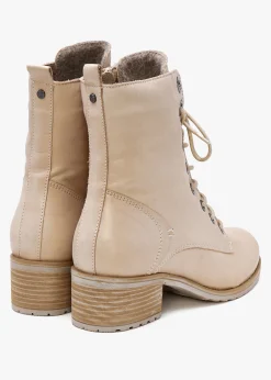 Outlet MODA IN PELLE Bezzie Cream Leather Block Heel Ankle Boots