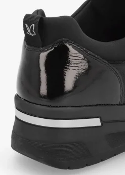 Online CAPRICE Black Leather & Neoprene Side Zip Trainers