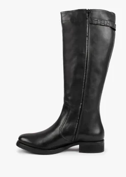 Fashion MANAS Black Leather Knee High Boots