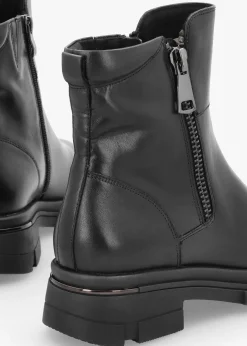 Discount CAPRICE Black Leather Side Zip Ankle Boots