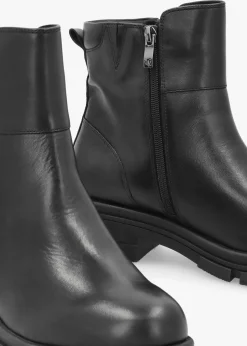 Discount CAPRICE Black Leather Side Zip Ankle Boots