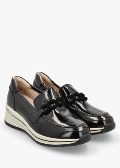 Outlet CAPRICE Black Patent Leather Sporty Loafers