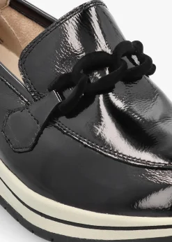 Outlet CAPRICE Black Patent Leather Sporty Loafers