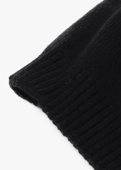 Clearance DANIEL Black Slouchy Knitted Pom Pom Hat