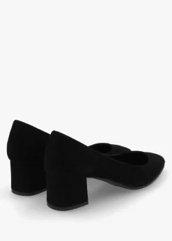 Sale LUCA GROSSI Black Suede Pointed Toe Block Heel Court Shoes