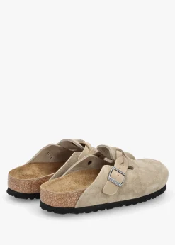Clearance BIRKENSTOCK Boston Braided Taupe Suede Leather Clogs