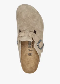 Clearance BIRKENSTOCK Boston Braided Taupe Suede Leather Clogs