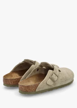 New BIRKENSTOCK Boston Faded Khaki Suede Clogs