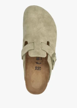 New BIRKENSTOCK Boston Faded Khaki Suede Clogs
