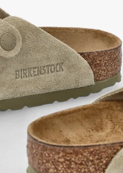 New BIRKENSTOCK Boston Faded Khaki Suede Clogs