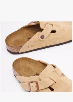 Best BIRKENSTOCK Boston Latte Cream Suede Leather Clogs