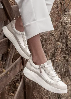 Hot MODA IN PELLE Bouville Off White Leather & Suede Chunky Trainers