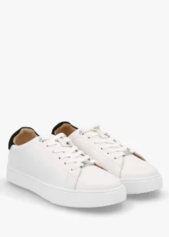 Outlet MODA IN PELLE Brandie White Leather Black Ankle Tab Trainers