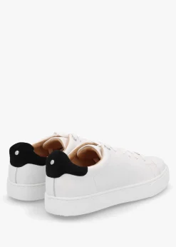 Outlet MODA IN PELLE Brandie White Leather Black Ankle Tab Trainers