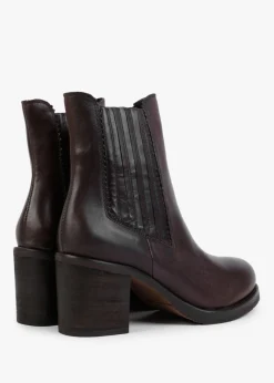 Hot MANAS Brown Leather Block Heel Chelsea Boots