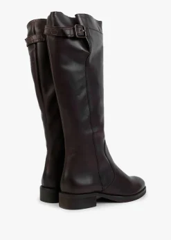 New MANAS Brown Leather Knee High Boots