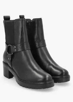 New MODA IN PELLE Butini Black Leather Block Heel Chelsea Boots