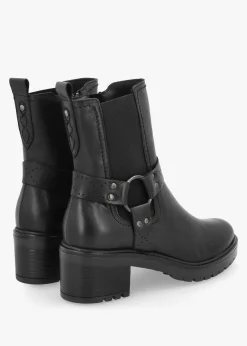 New MODA IN PELLE Butini Black Leather Block Heel Chelsea Boots