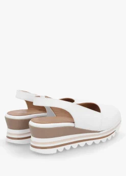 Hot DANIEL Canna White Leather Peep Toe Wedge Sandals